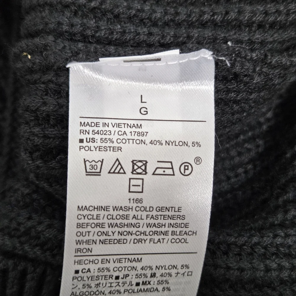 Banana Republic FISHERMAN SWEATER JACKET Black Men's Cardigan Sweater Size L‎